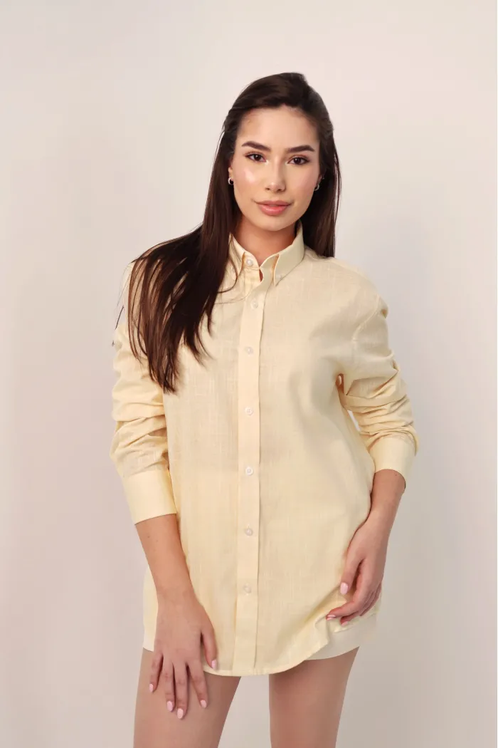 CAMISA SLIM FIT AMARELA BOLSO - LE JARDIN